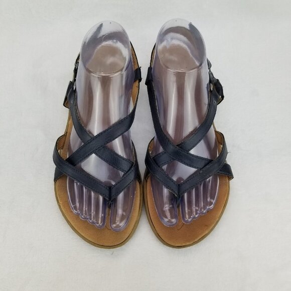 ✅B.O.C Born Concept Black Faux Leather Thong Strappy Slingback Sandals Womens 8M - Picture 7 of 11